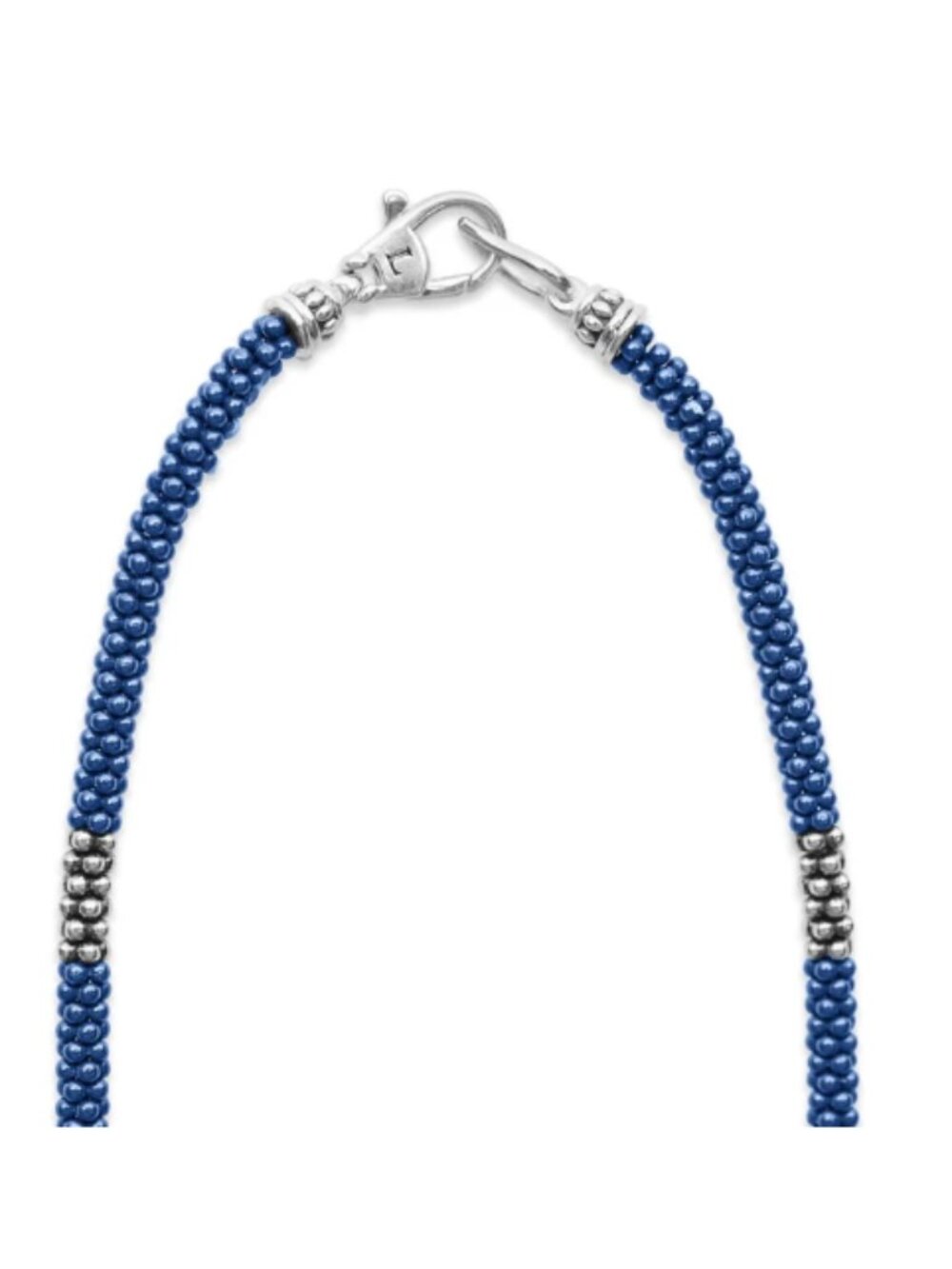 Blue Caviar Ultramarine Silver Station Ceramic Beaded Necklace | 3mm from Lagos